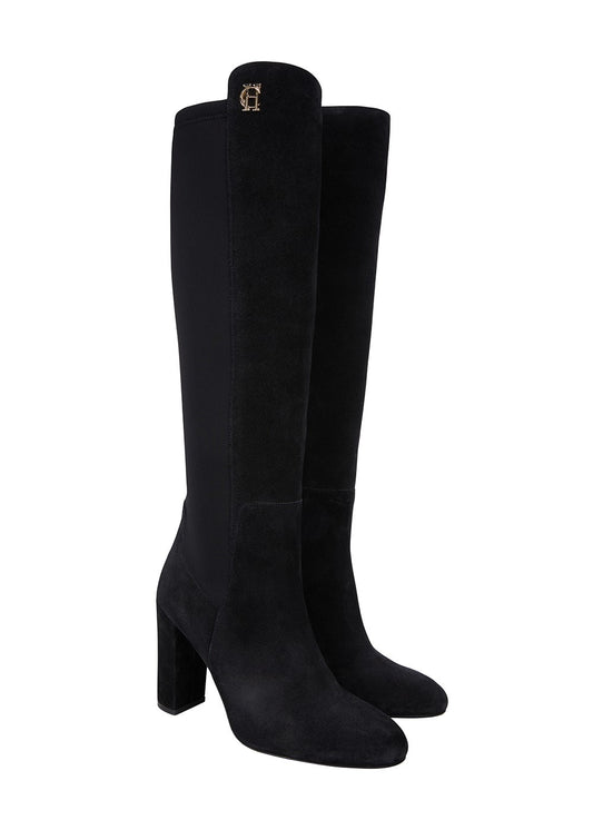 Albany Heeled Boots - Black Suede - 1