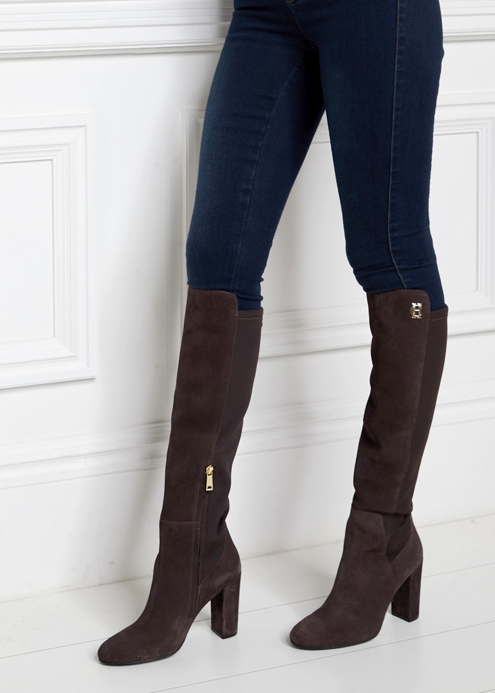 Albany Heeled Boots - Chocolate Suede - 6