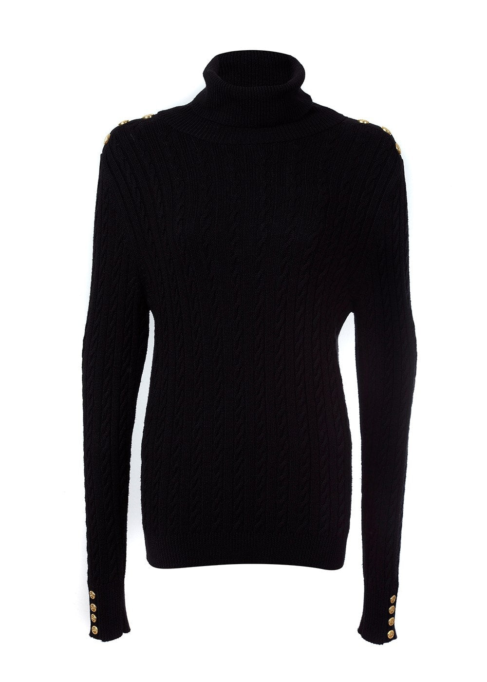 Seattle Roll Neck Cable Knit - Black - 8