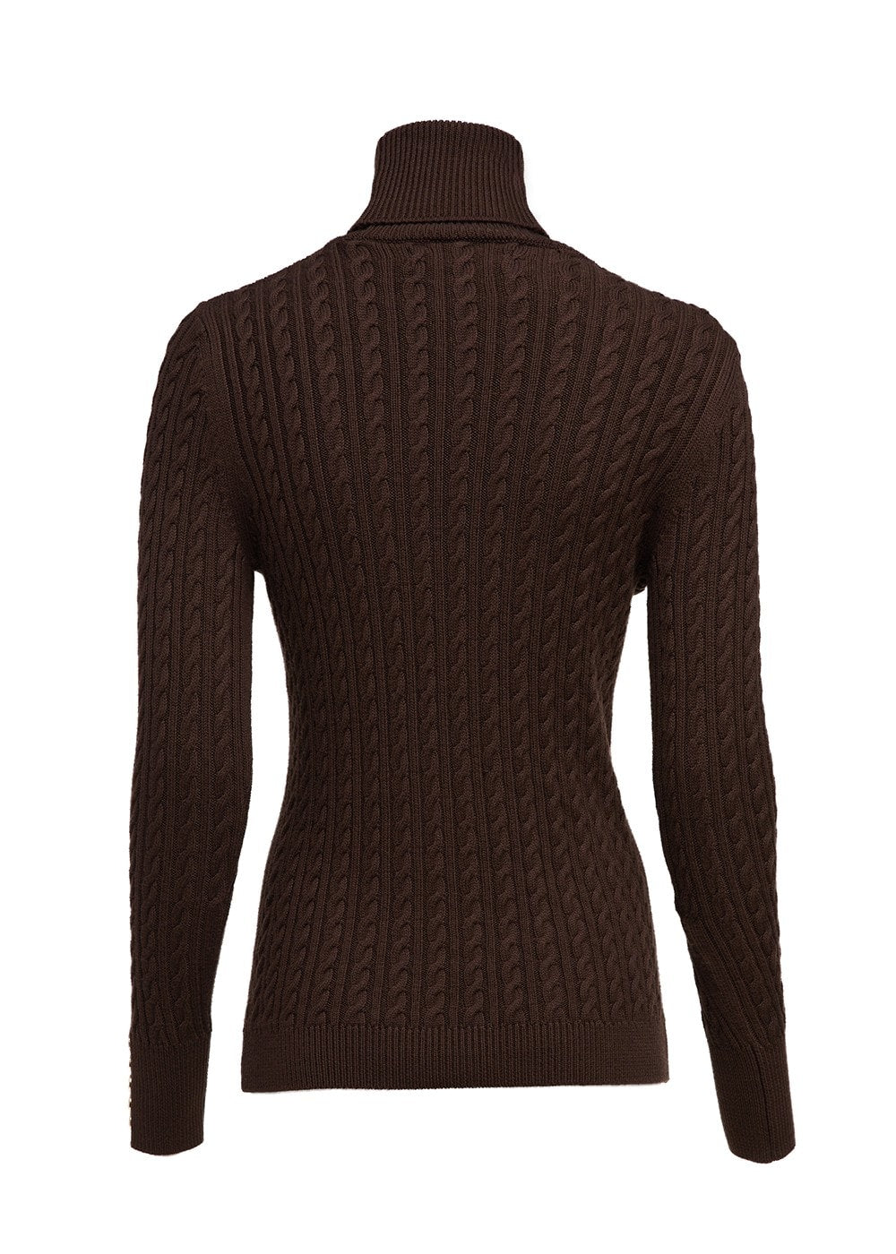 Seattle Roll Neck Cable Knit - Chocolate - 7