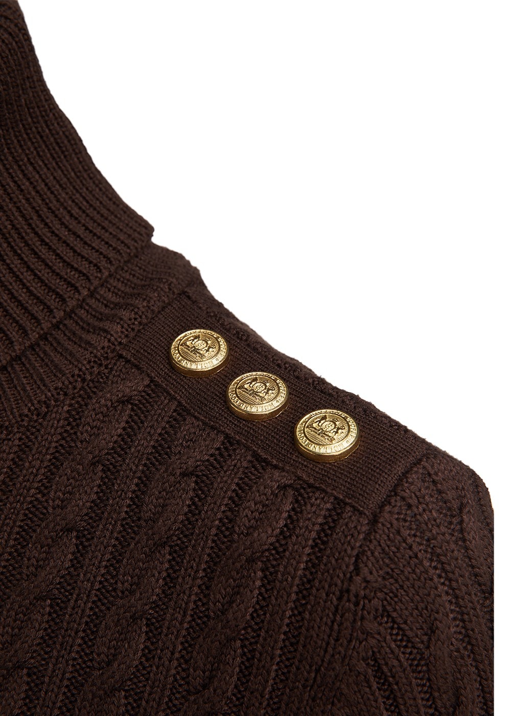 Seattle Roll Neck Cable Knit - Chocolate - 8