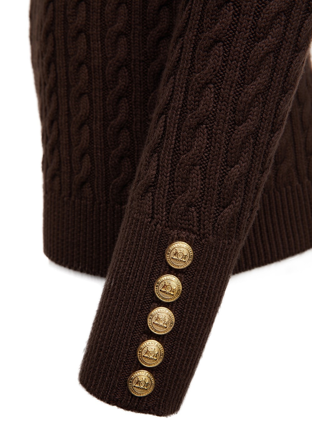 Seattle Roll Neck Cable Knit - Chocolate - 9