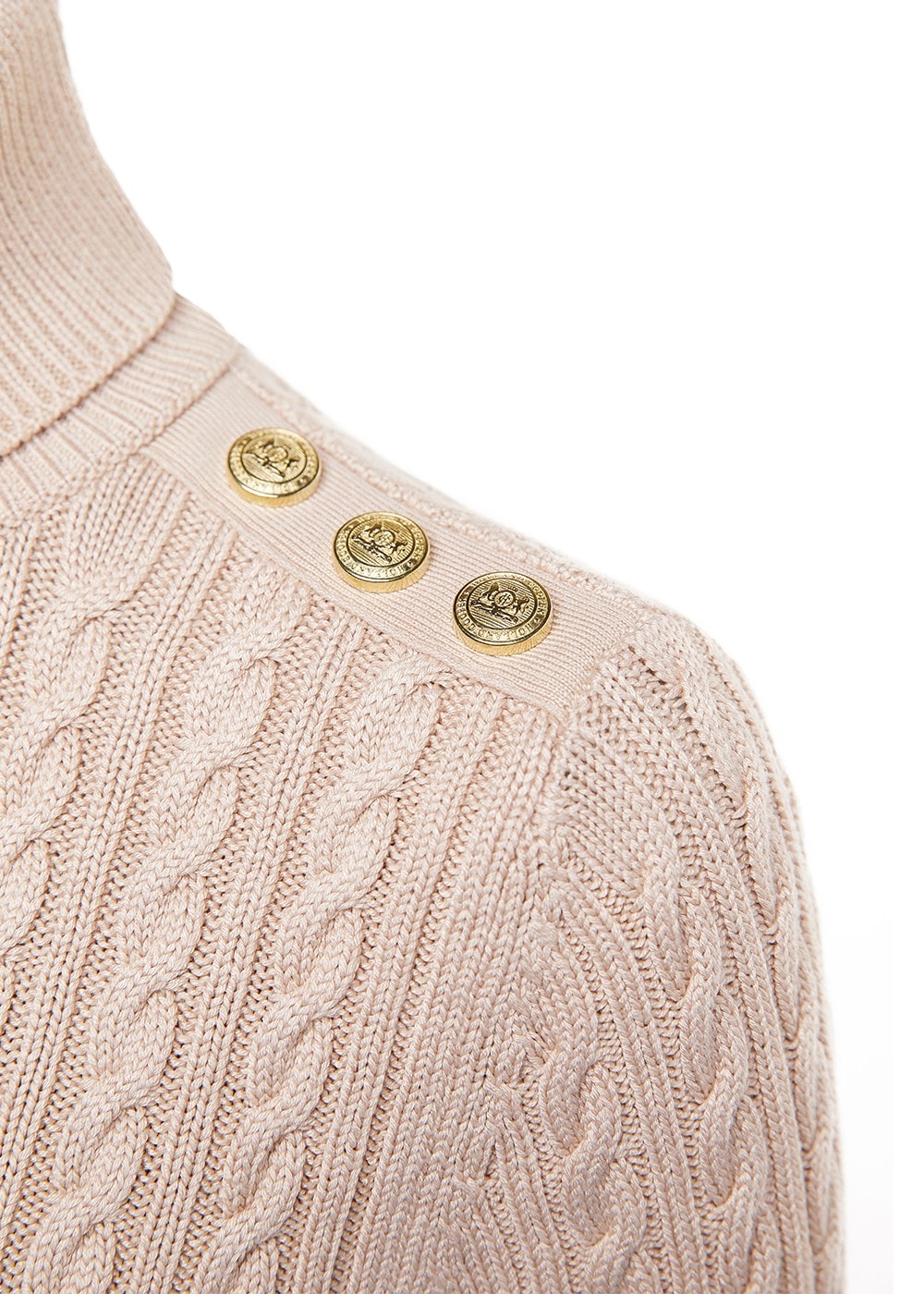 Seattle Roll Neck Cable Knit - Oatmeal - 8