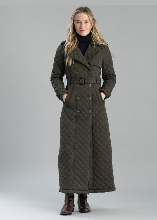 Enstone Quilted Trench Coat - Full Length AW24 - Dark Olive - 1