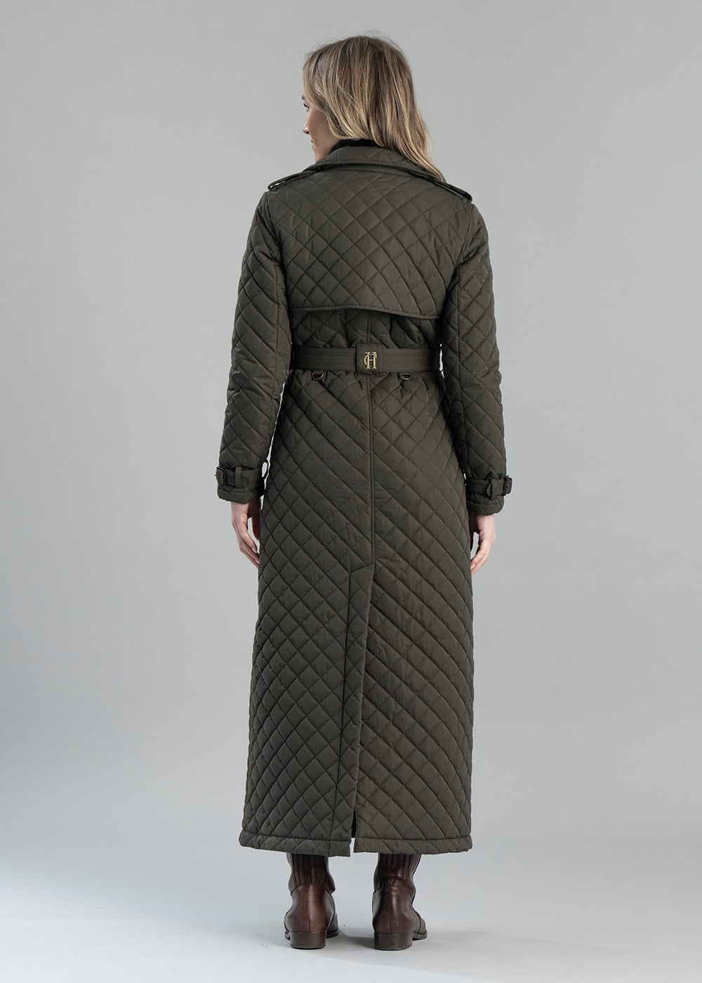 Enstone Quilted Trench Coat - Full Length AW24 - Dark Olive - 4