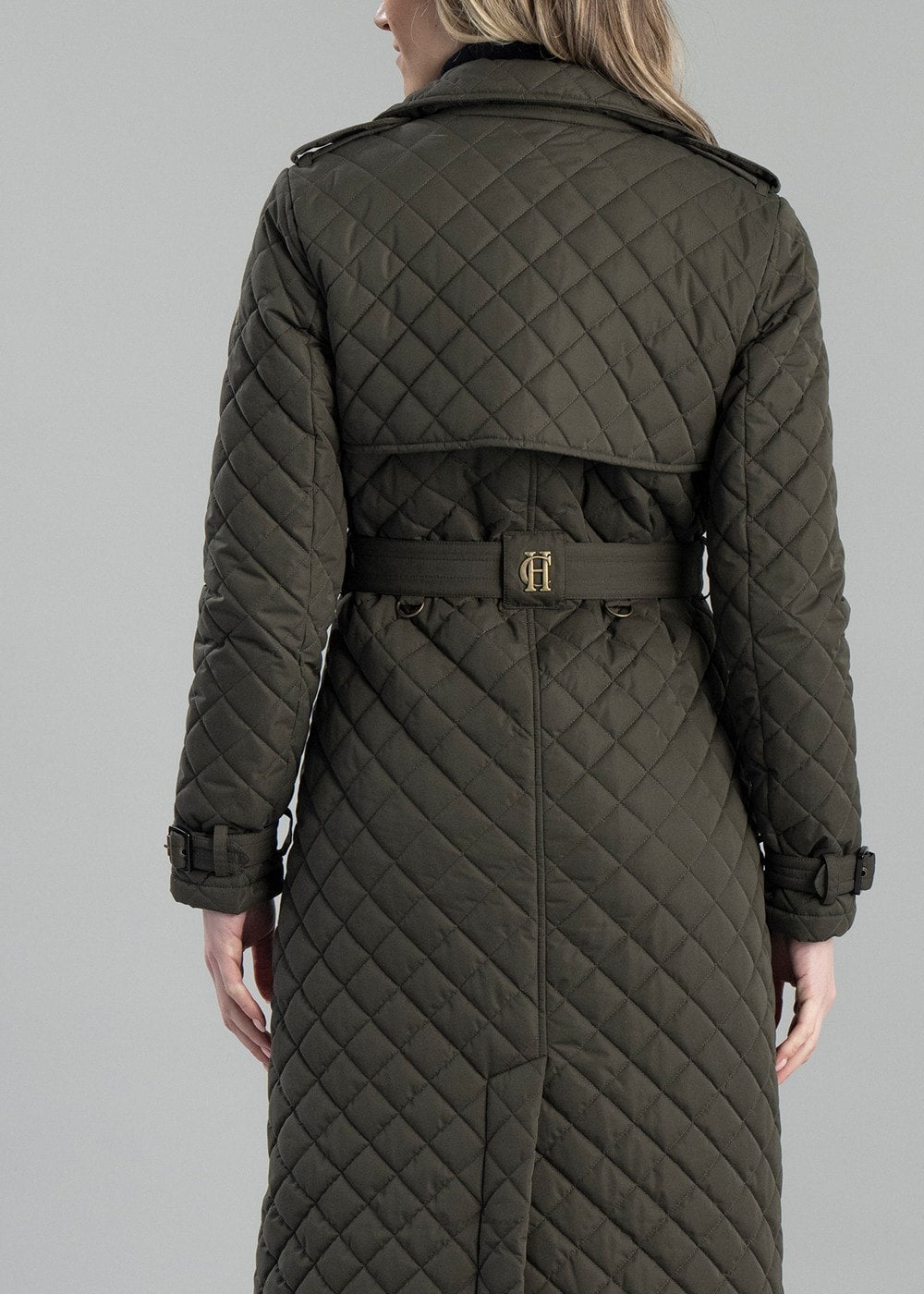 Enstone Quilted Trench Coat - Full Length AW24 - Dark Olive - 7