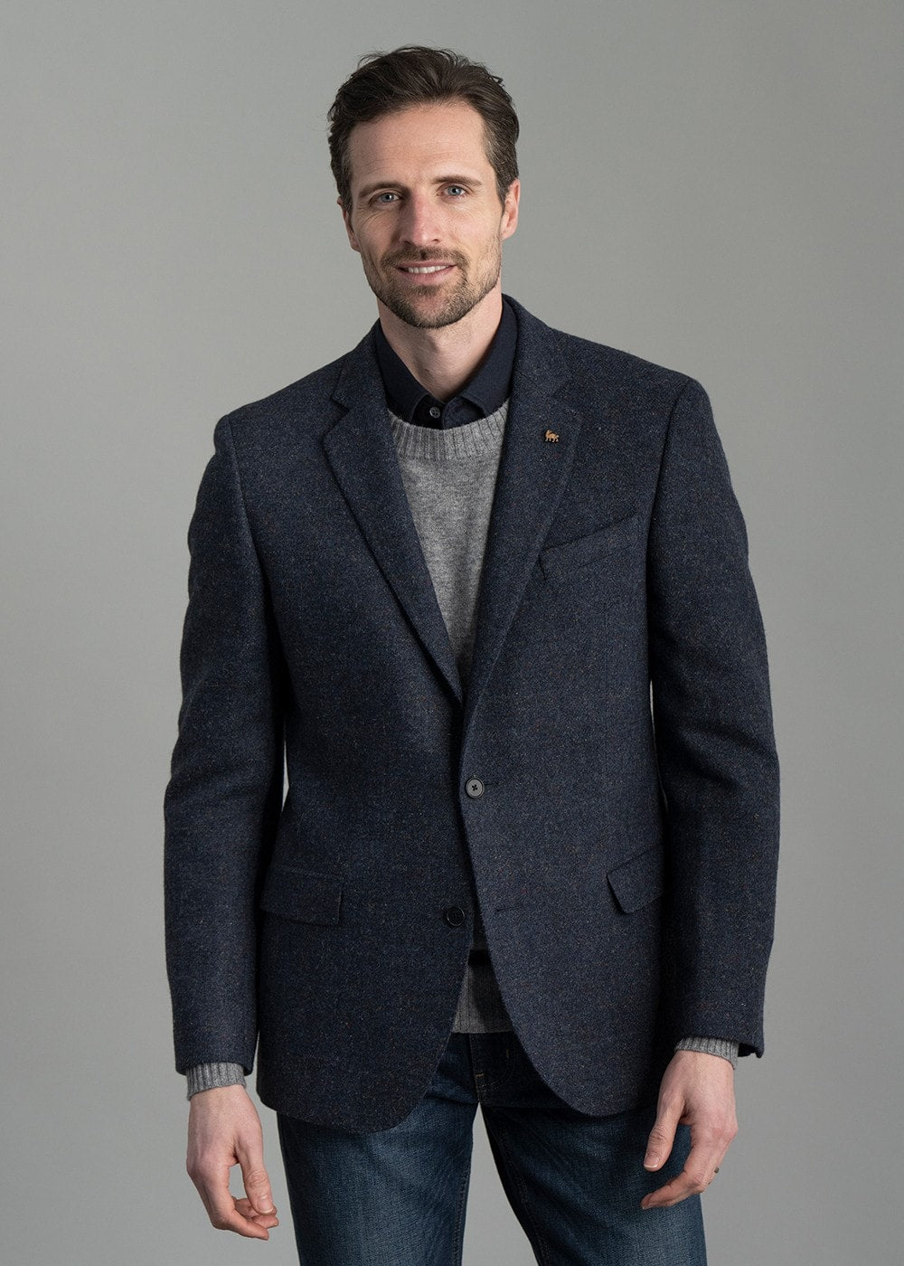 Donegal Tweed Jacket AW24 - Salt and Pepper Blue - 1