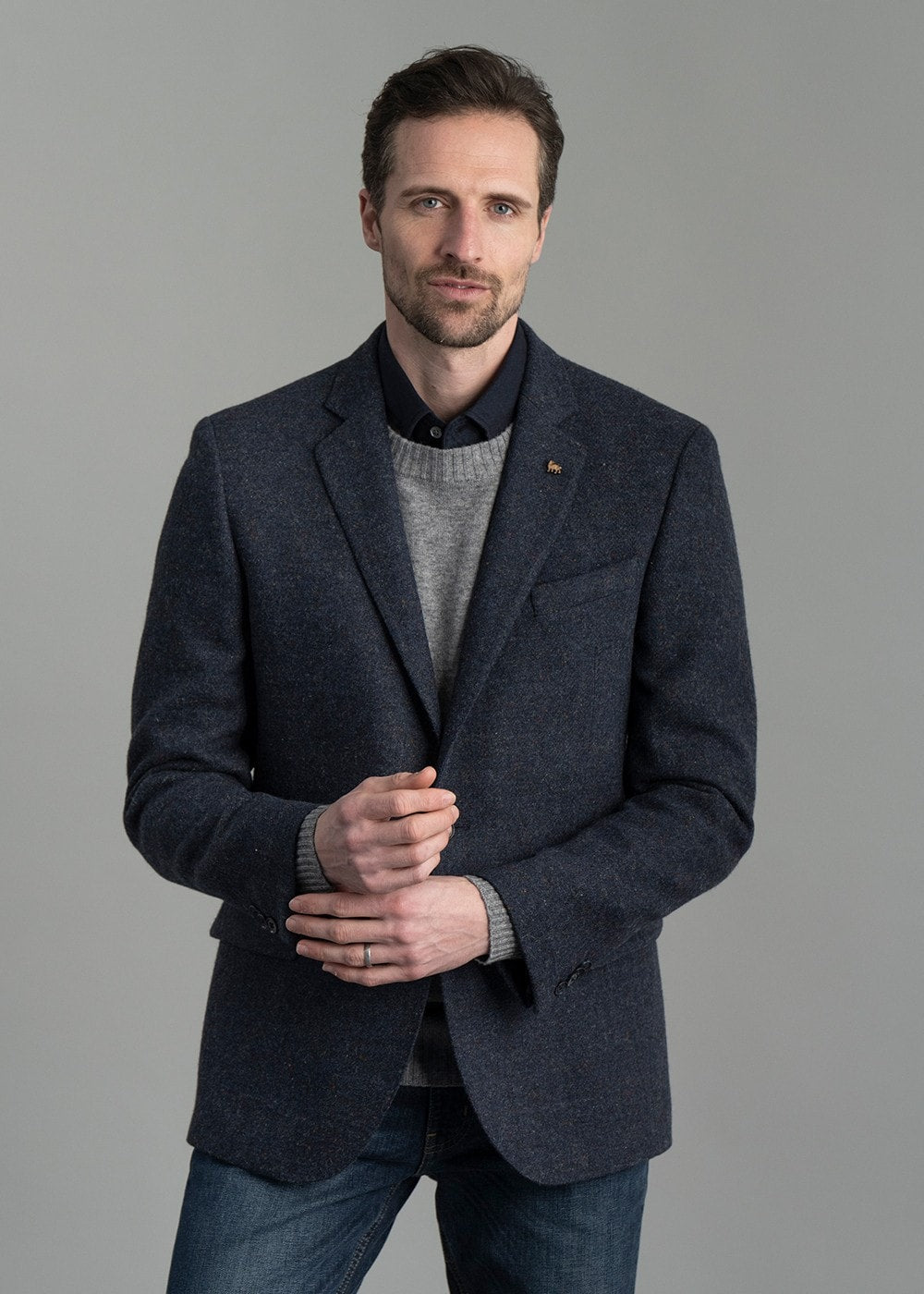 Donegal Tweed Jacket AW24 - Salt and Pepper Blue - 2