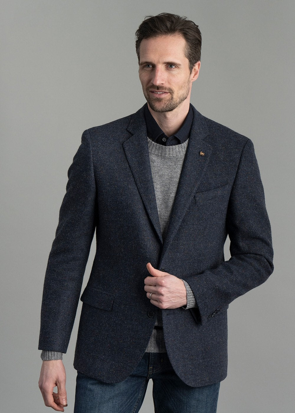 Donegal Tweed Jacket AW24 - Salt and Pepper Blue - 3