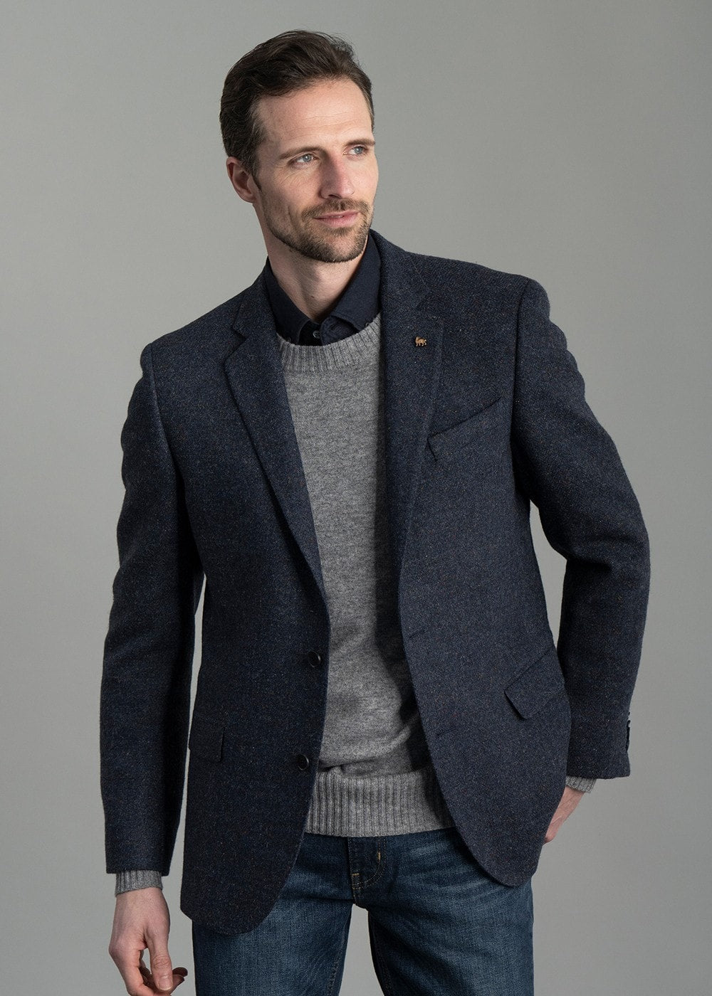 Donegal Tweed Jacket AW24 - Salt and Pepper Blue - 4