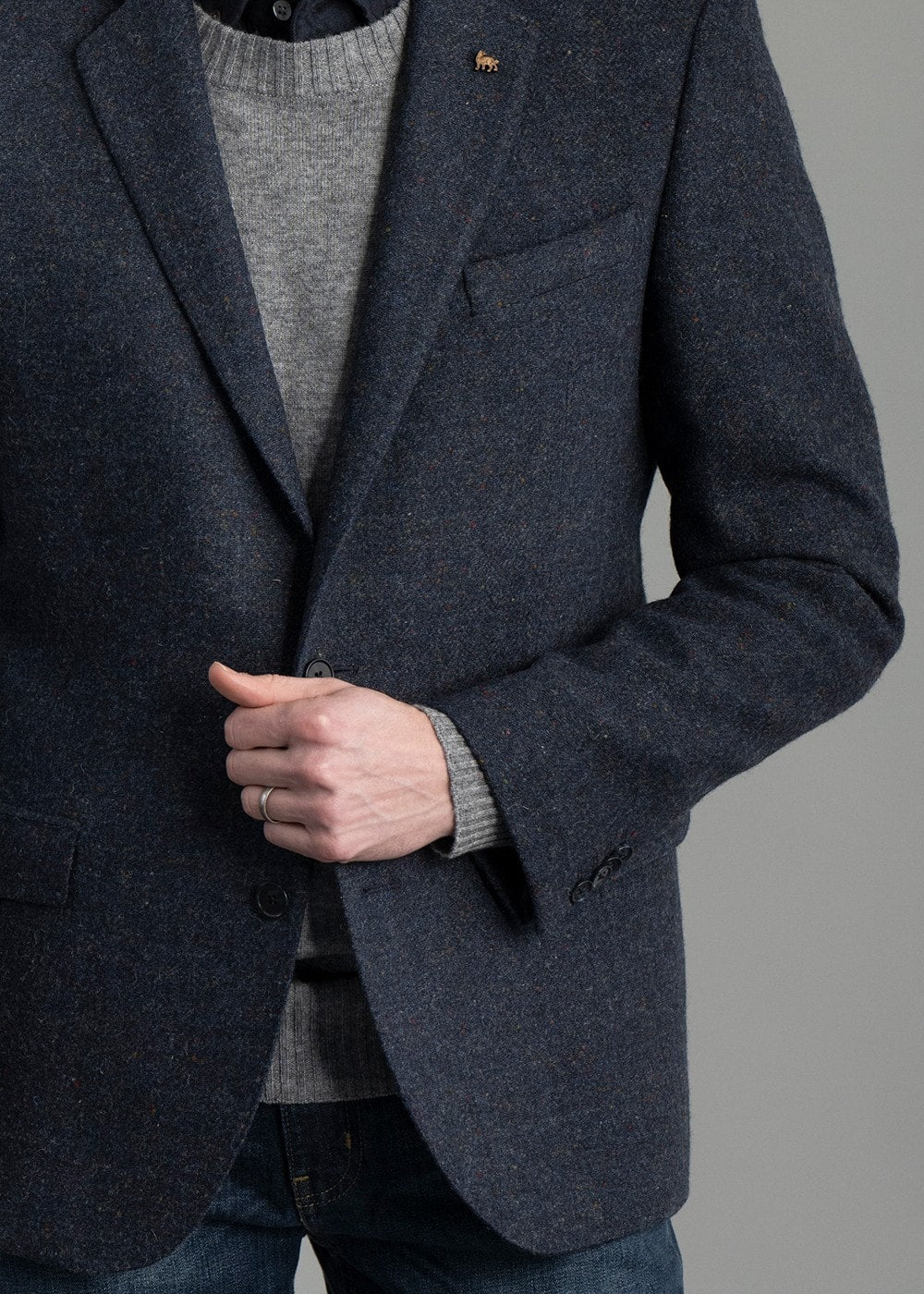 Donegal Tweed Jacket AW24 - Salt and Pepper Blue - 5