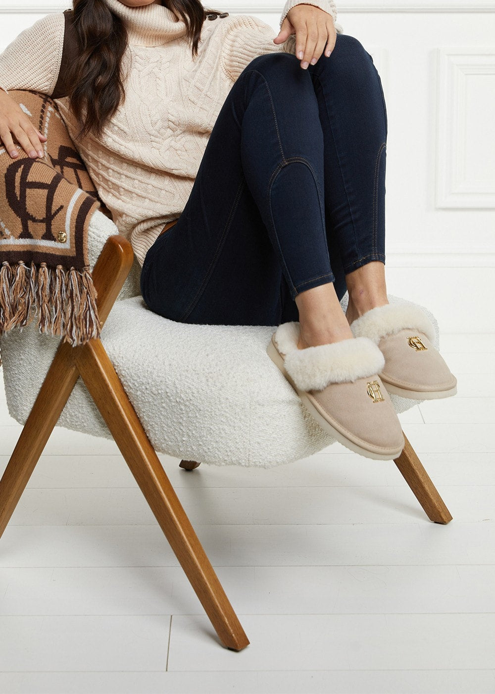 Shearling Slippers - Oyster - 8