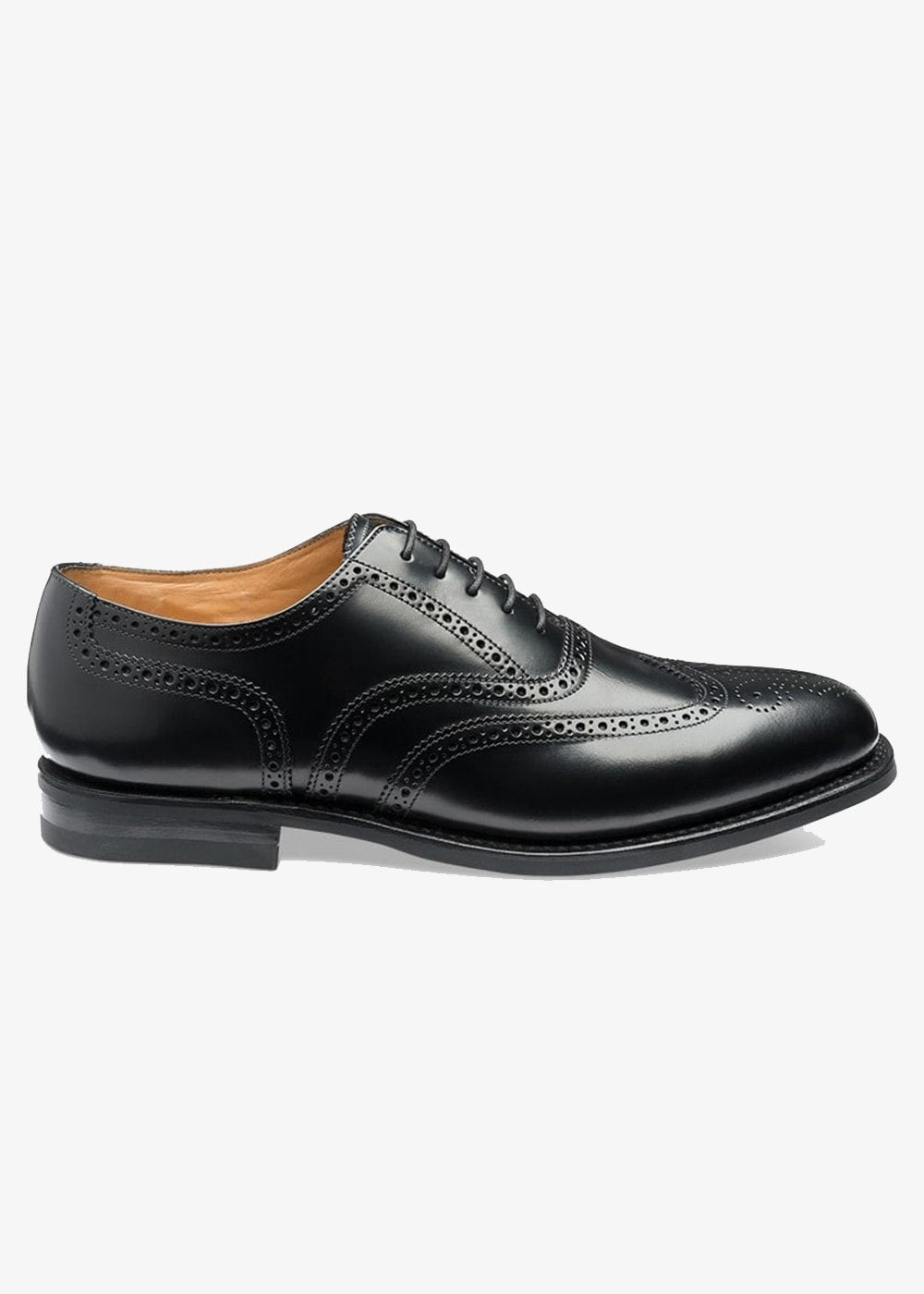 302 Oxford Brogue Shoes - Black Polished - 1