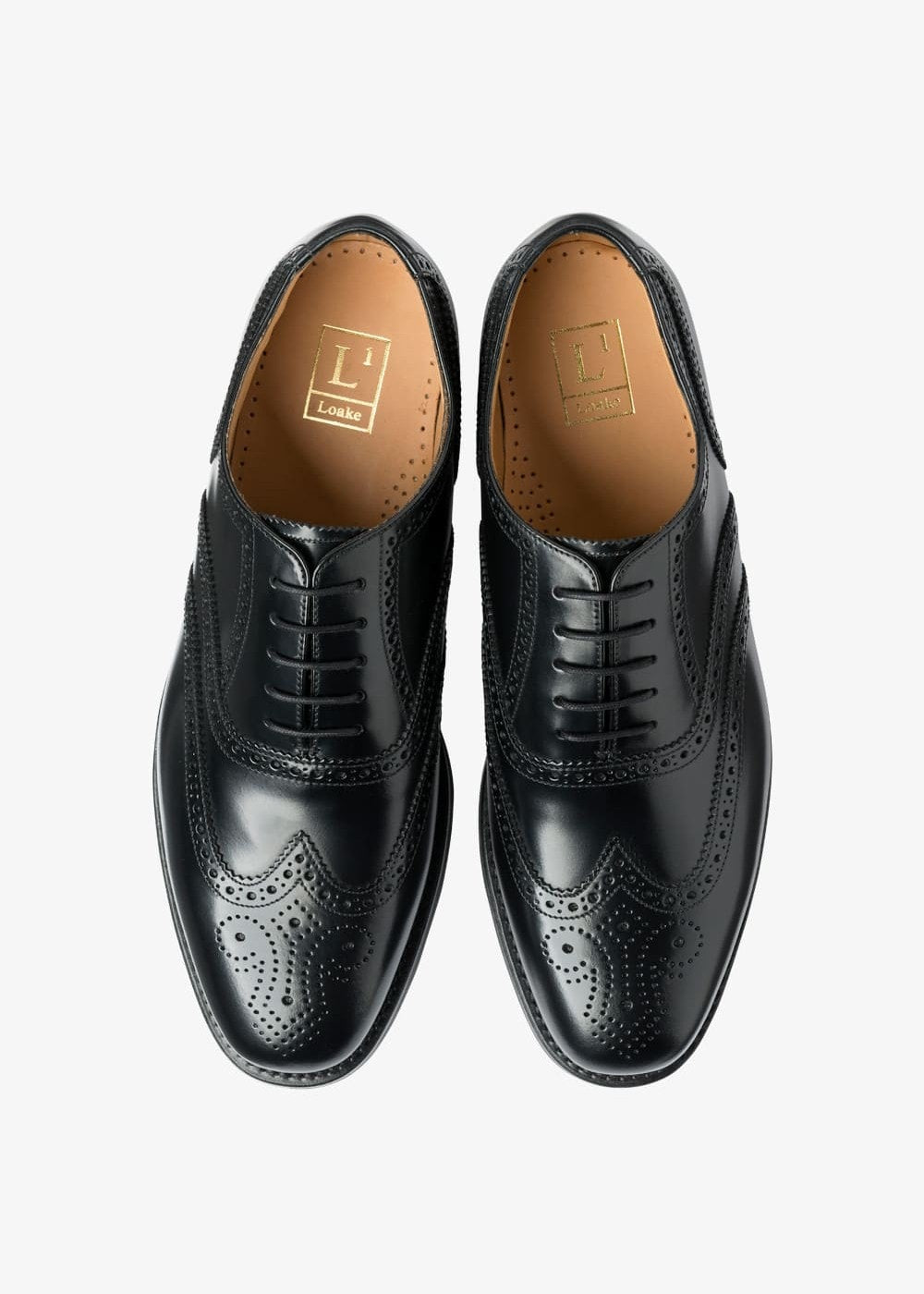 302 Oxford Brogue Shoes - Black Polished - 3