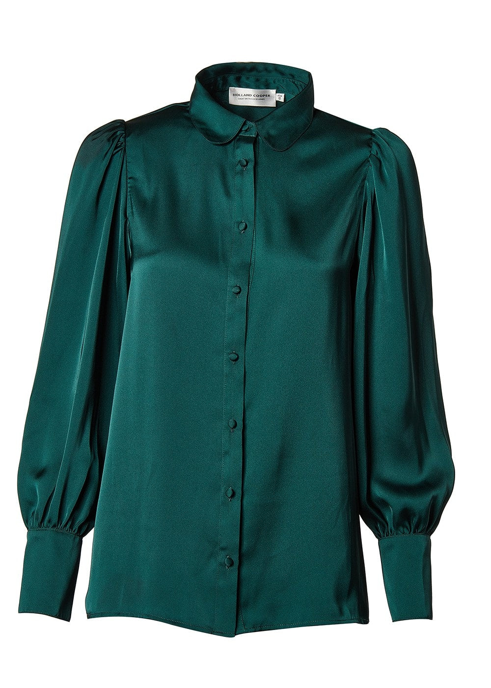 Isla Satin Shirt - Emerald - 4