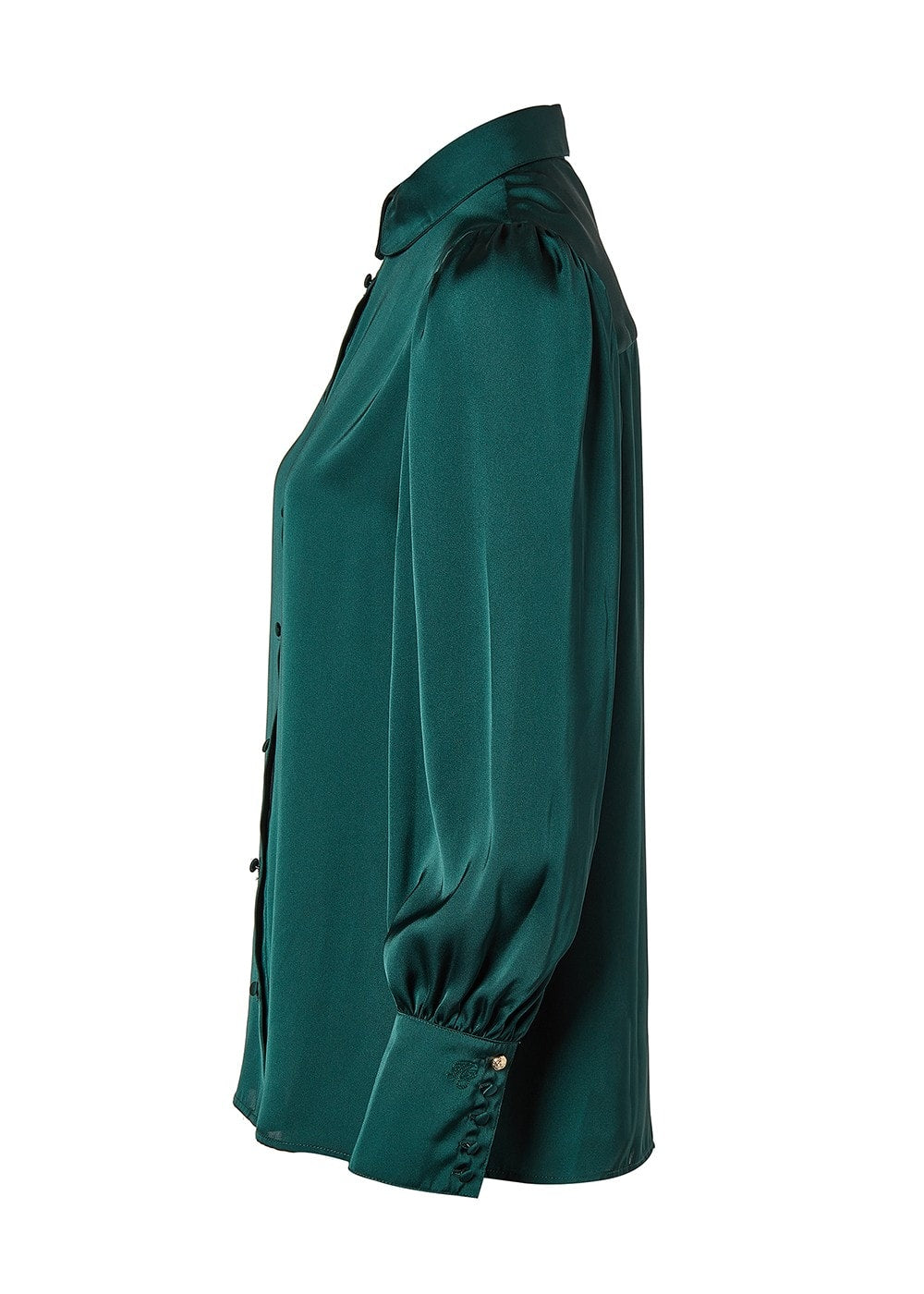 Isla Satin Shirt - Emerald - 6