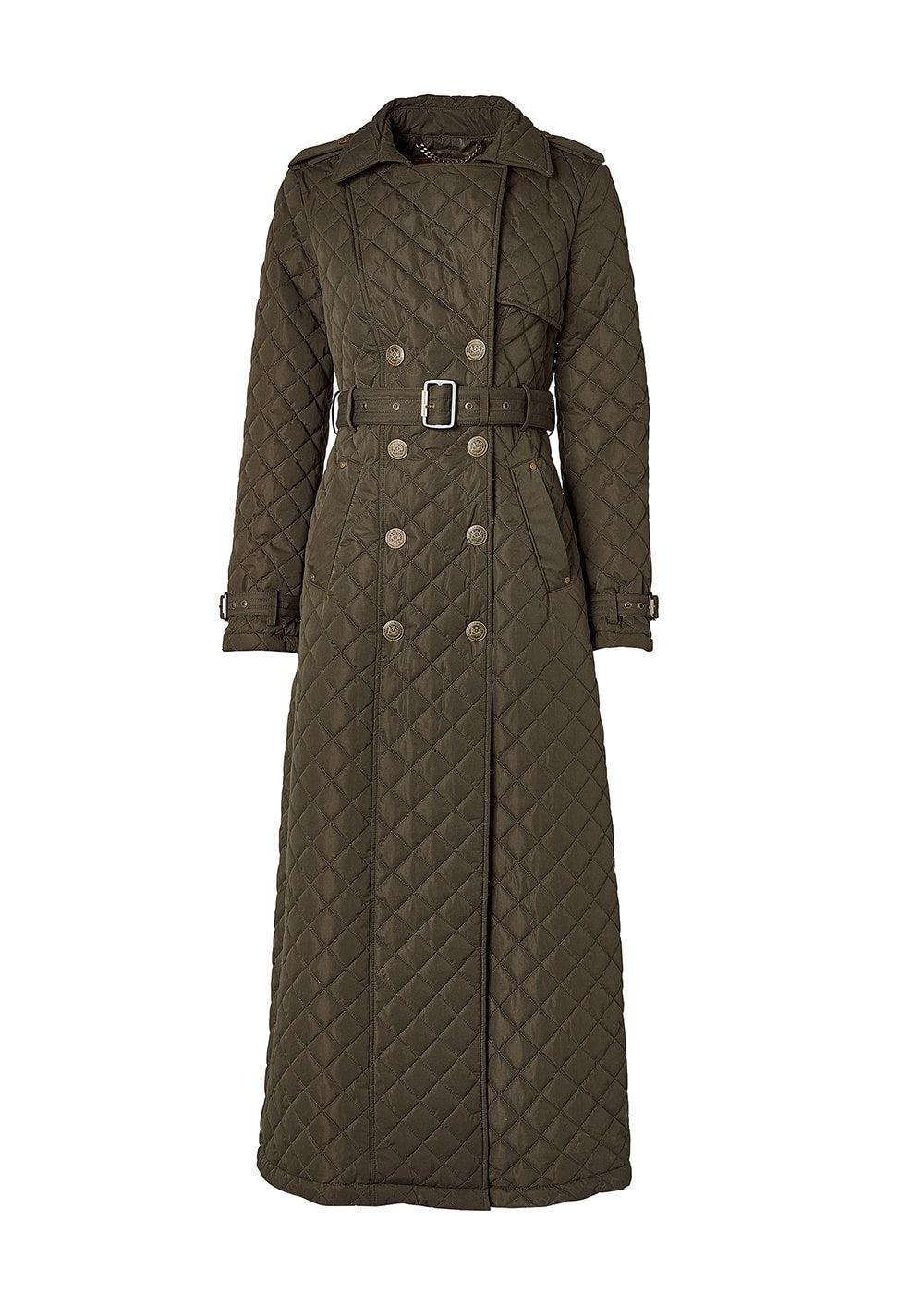 Enstone Quilted Trench Coat - Full Length AW24 - Dark Olive - 10