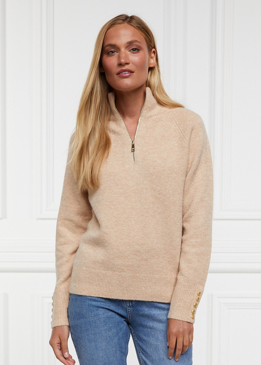 Tori Half Zip Knit AW24 - Camel - 1