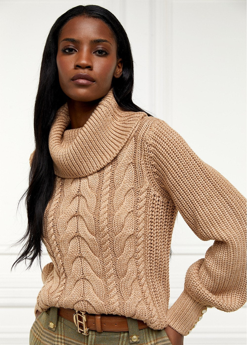 Corded Roll Neck Knit AW24 - Camel - 1