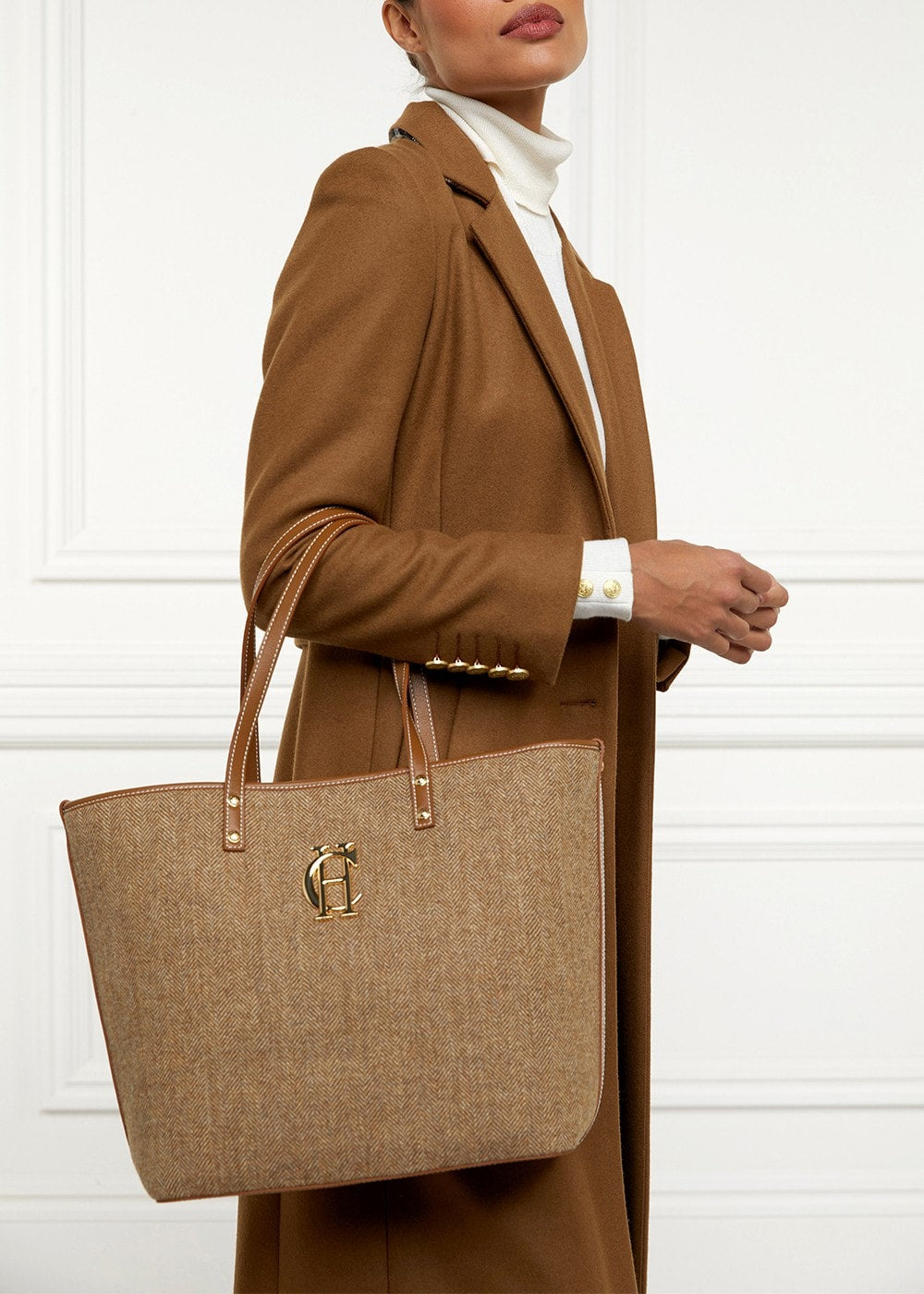 Kensington Tote Bag AW24 - Tan Herringbone - 1