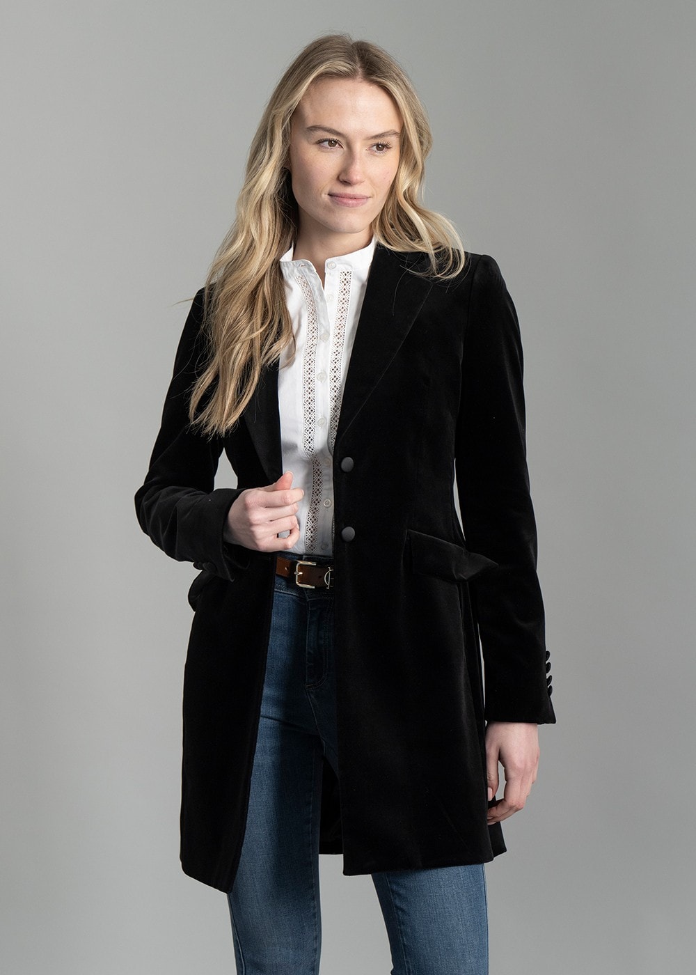 Vivien Velvet Coat - Black - 3