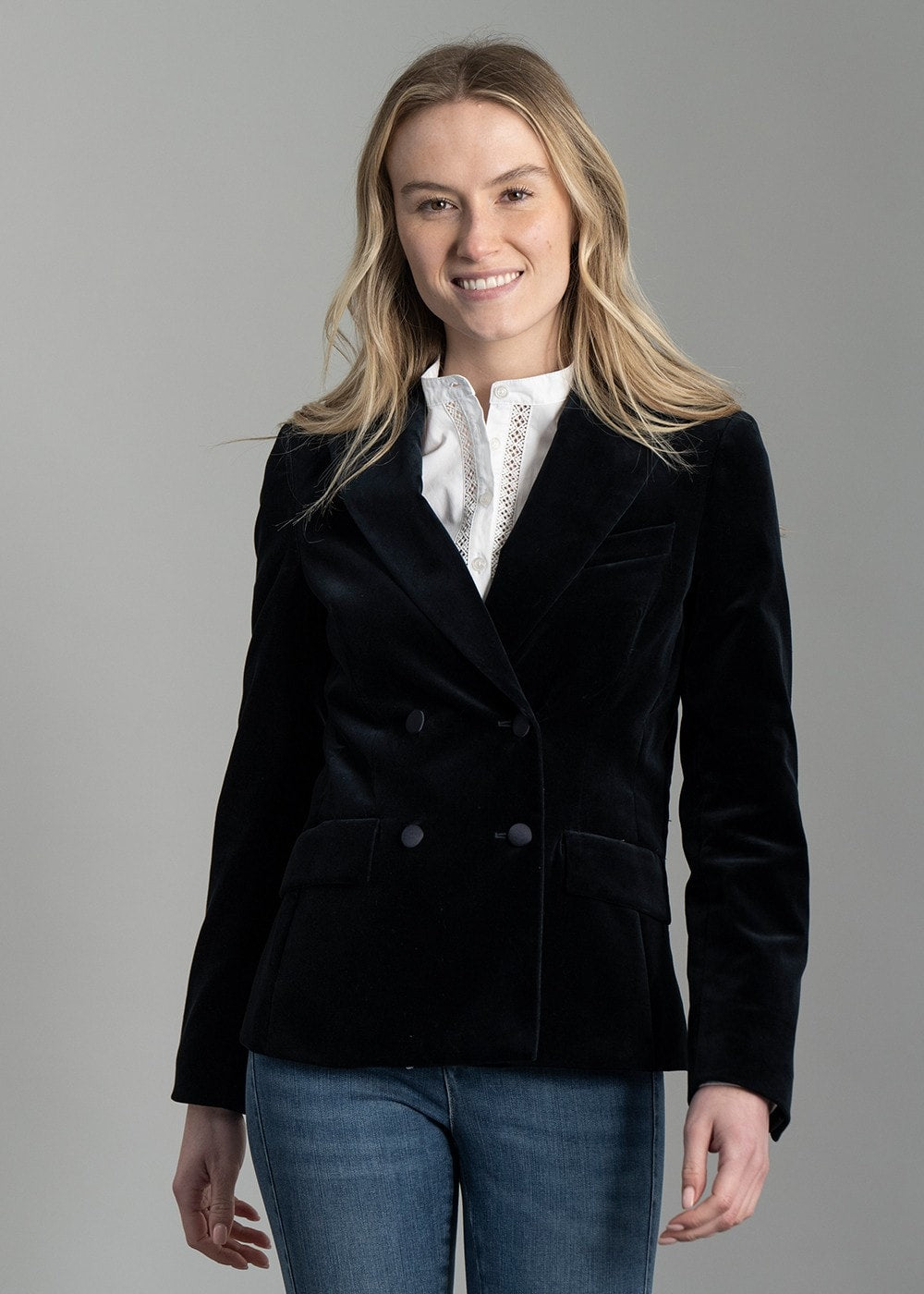 Vivien Velvet Jacket - Navy - 3