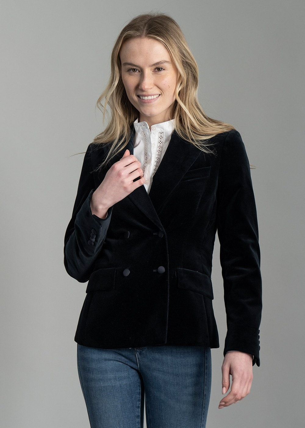 Vivien Velvet Jacket - Navy - 4