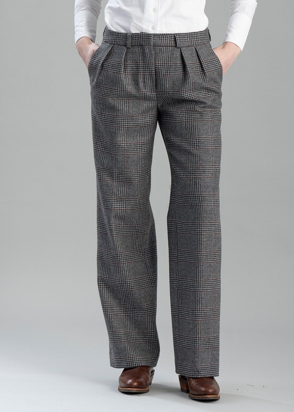 Twill Wide Leg Trousers - Berwick Check - 1