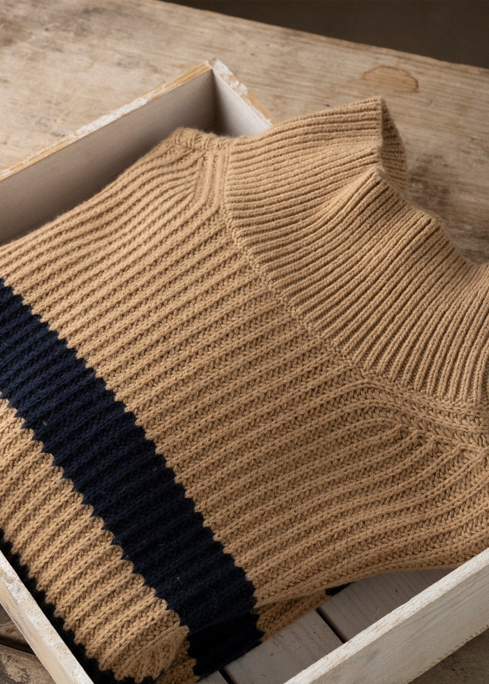 Breton Stand Collar Jumper AW24 - Caramel Beige - 7