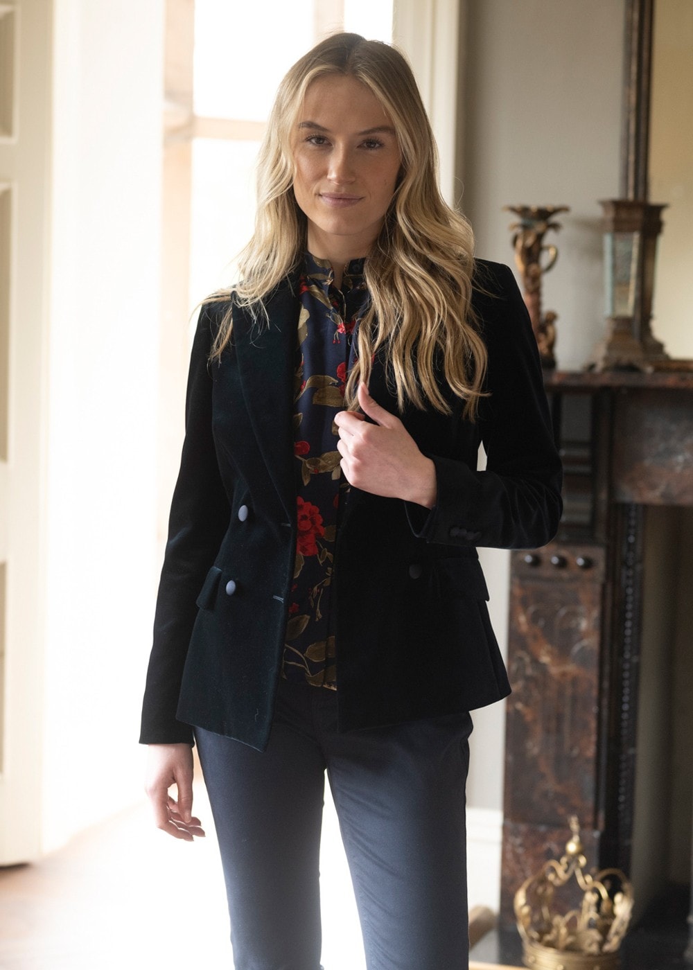 Vivien Velvet Jacket - Navy - 2