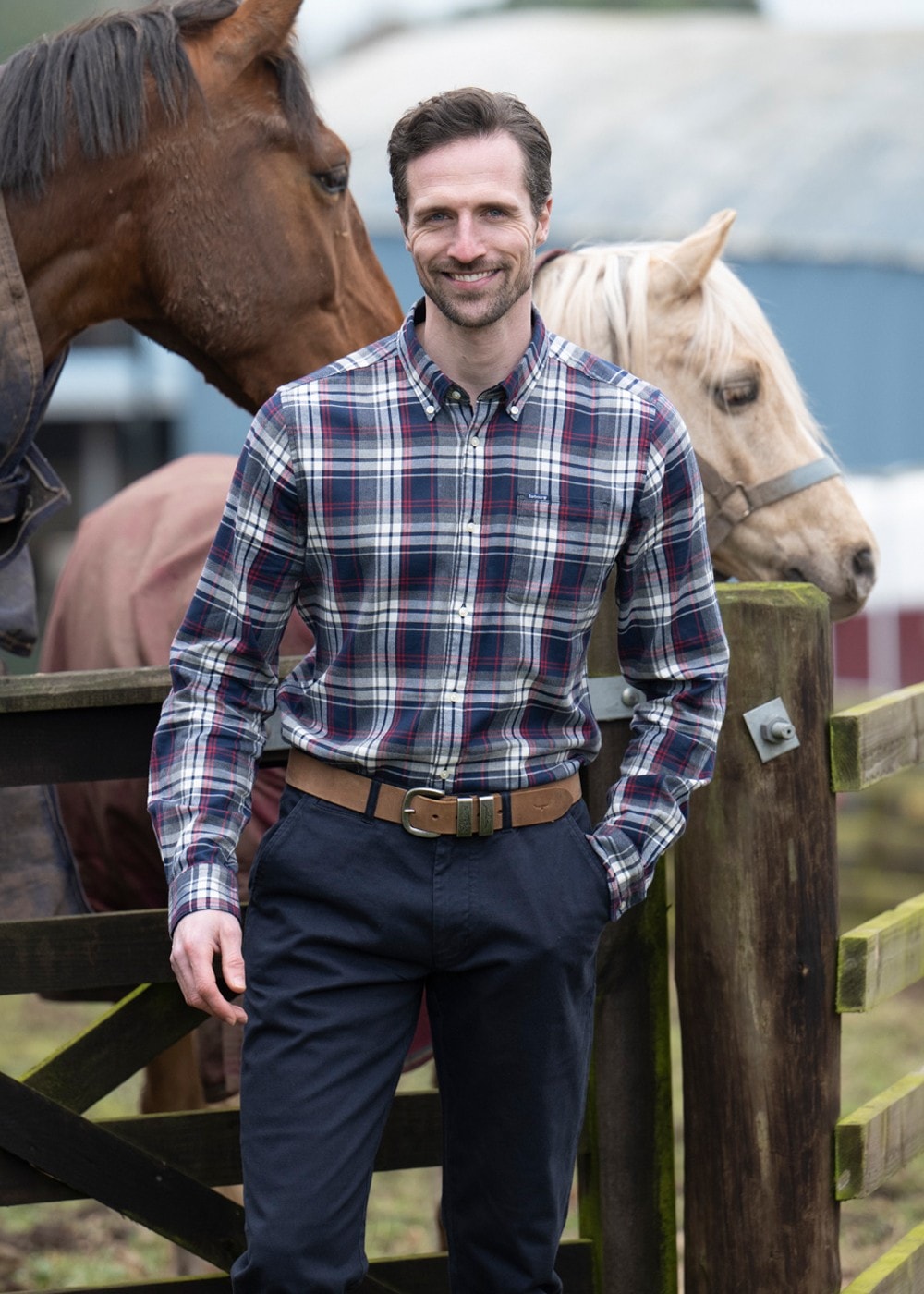 Crossfell Tailored Checked Shirt - Navy - 2