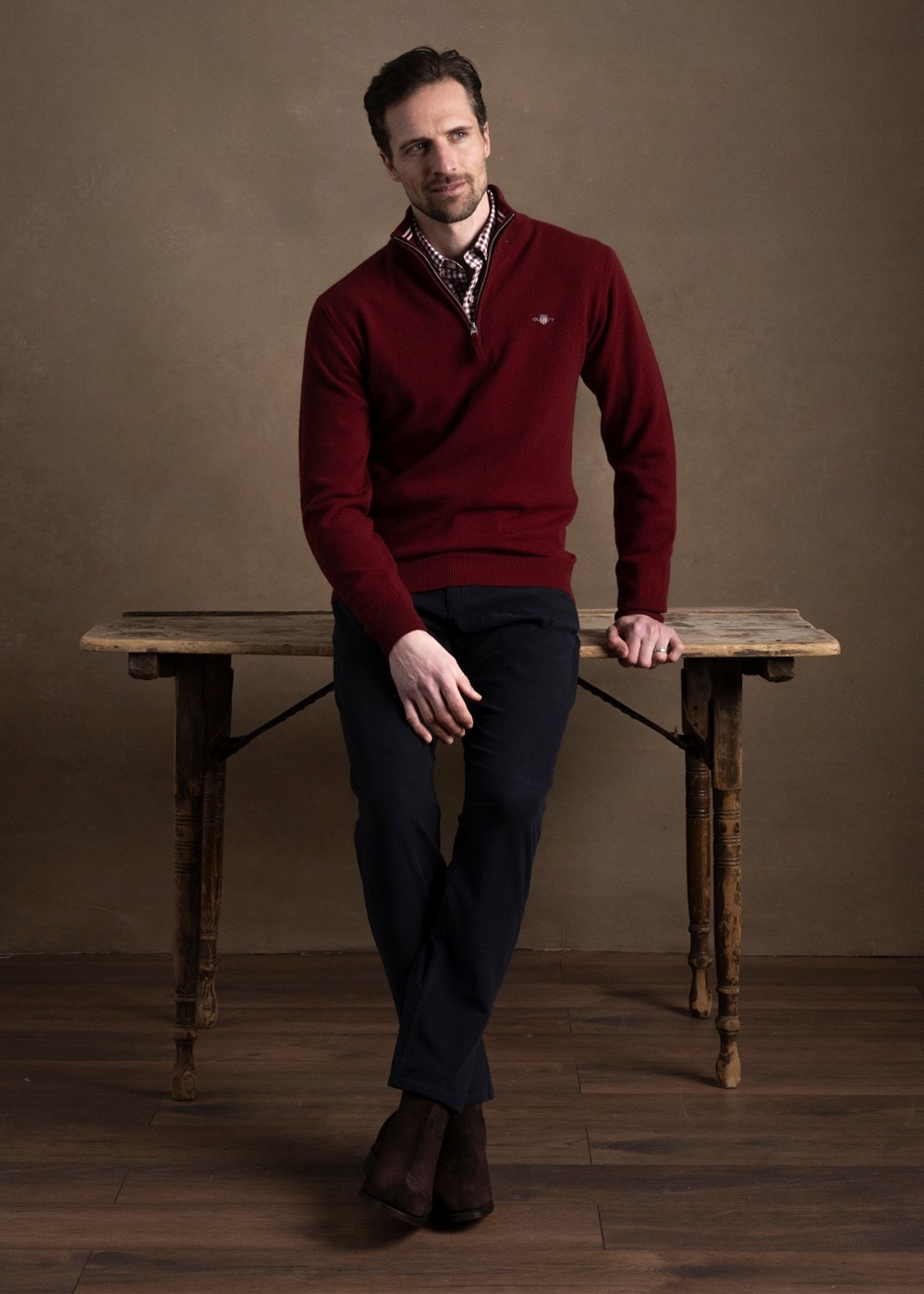 Superfine Lambswool Half Zip - Plumped Red - 2