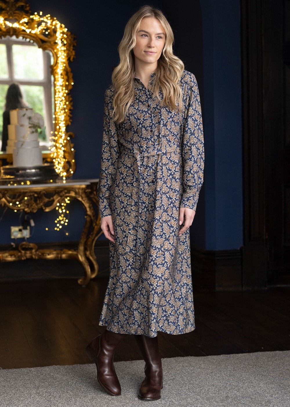 Paisley Shirt Dress  - Persian Blue - 2