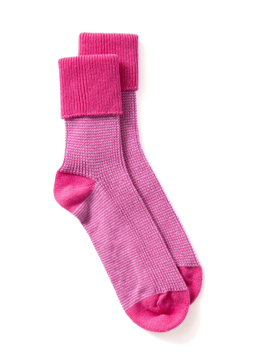 Briar Stripey Cashmere Socks AW23 - Neon Rose and Iris - 1