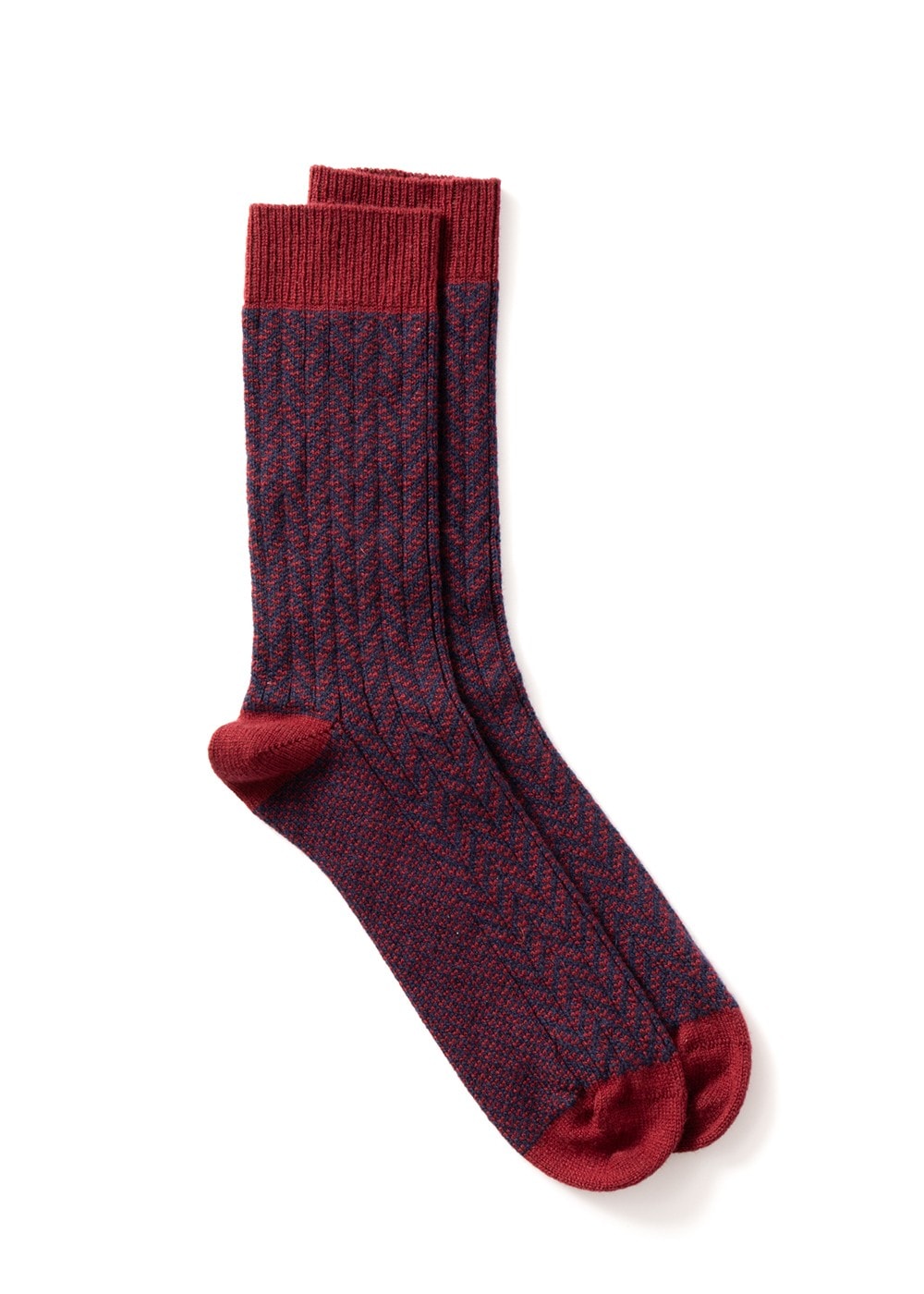 Felix Chevron Cashmere Socks - Plum and Midnight - 1