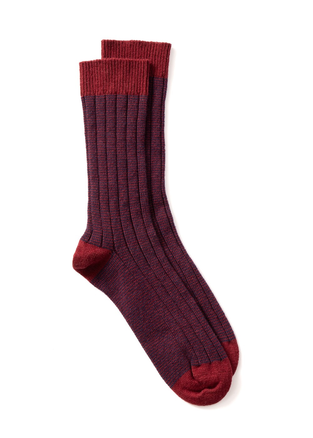 Felix Stripey Cashmere Socks - Plum and Midnight - 1