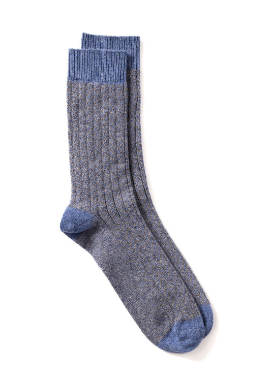 Felix Chevron Cashmere Socks - Blue and Steel - 1