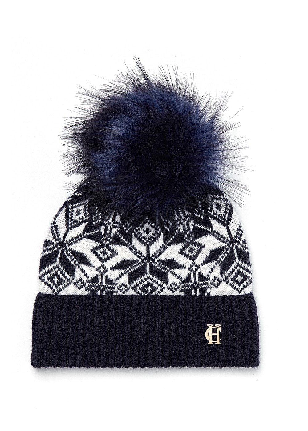 Beatrice Bobble Hat - Ink Navy Cream - 2