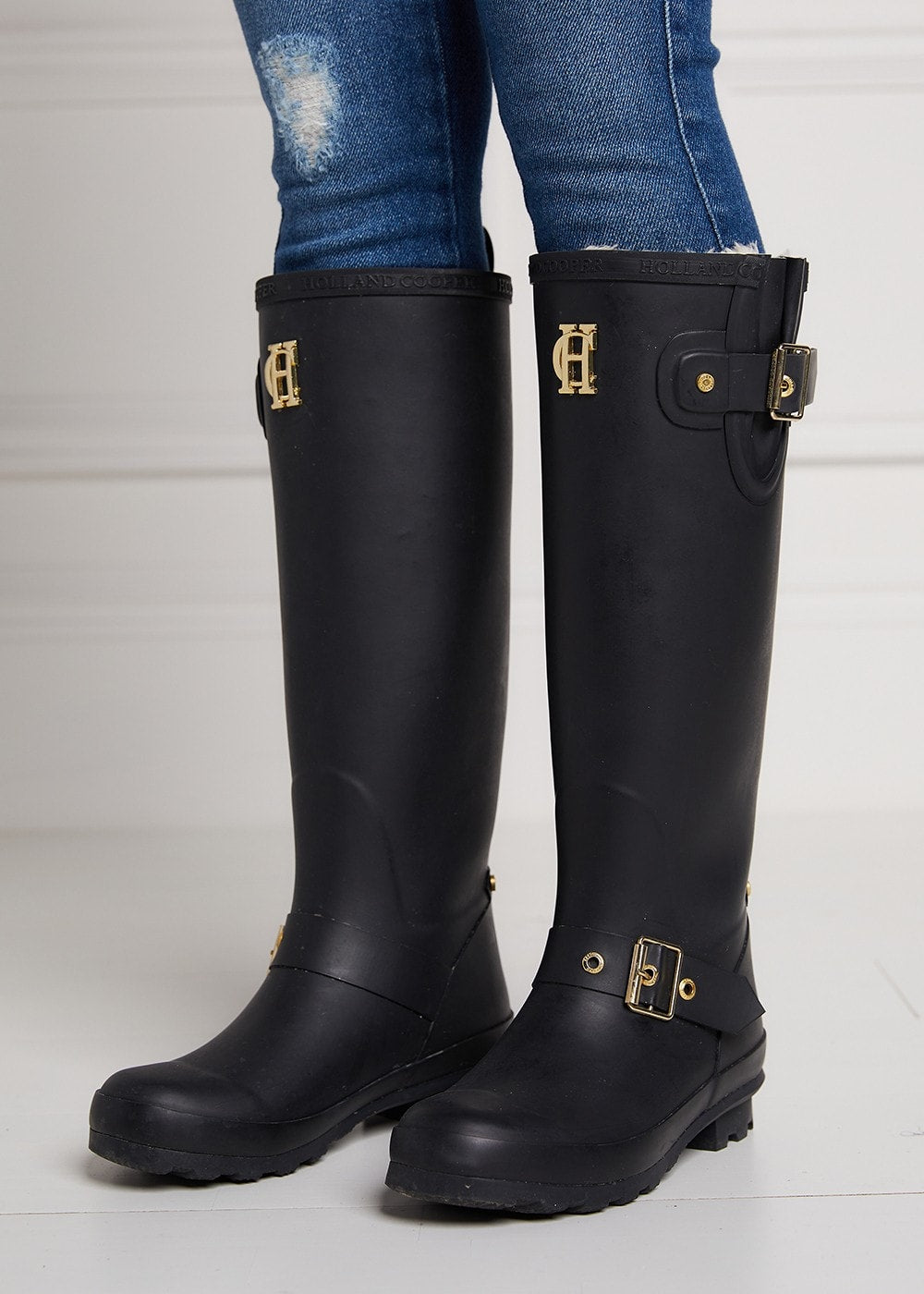 Sherpa Lined Regency Wellingtons - Matt Black - 10