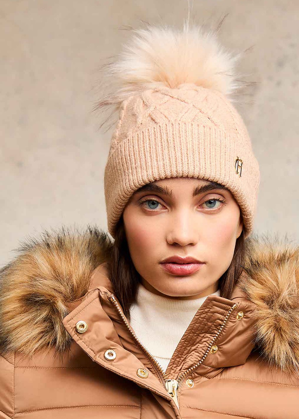 Cortina Bobble Hat - Camel Champagne - 1