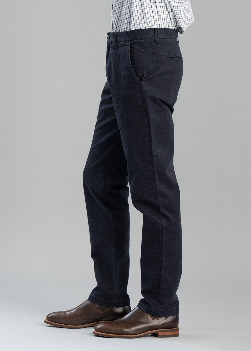 Washed Stretch Twill Trousers - Dark Navy - 2