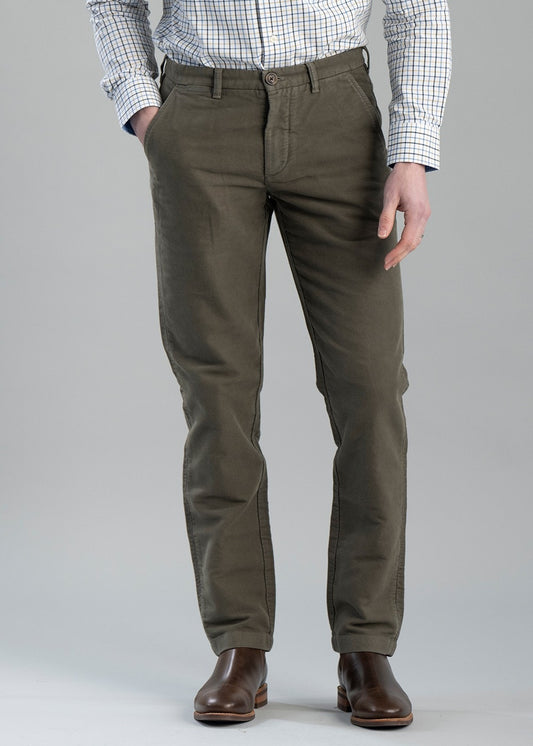 Moleskin Trousers - Dark Olive - 1