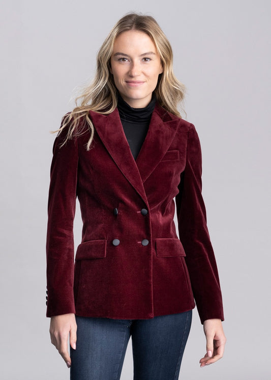 Vivien Velvet Jacket - Burgundy - 1