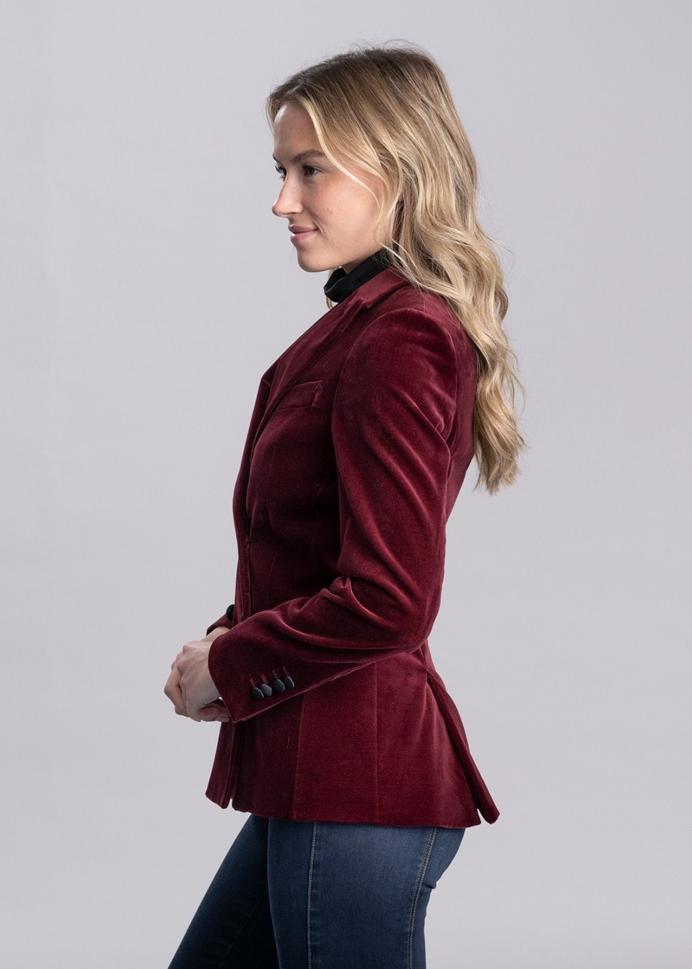 Vivien Velvet Jacket - Burgundy - 4