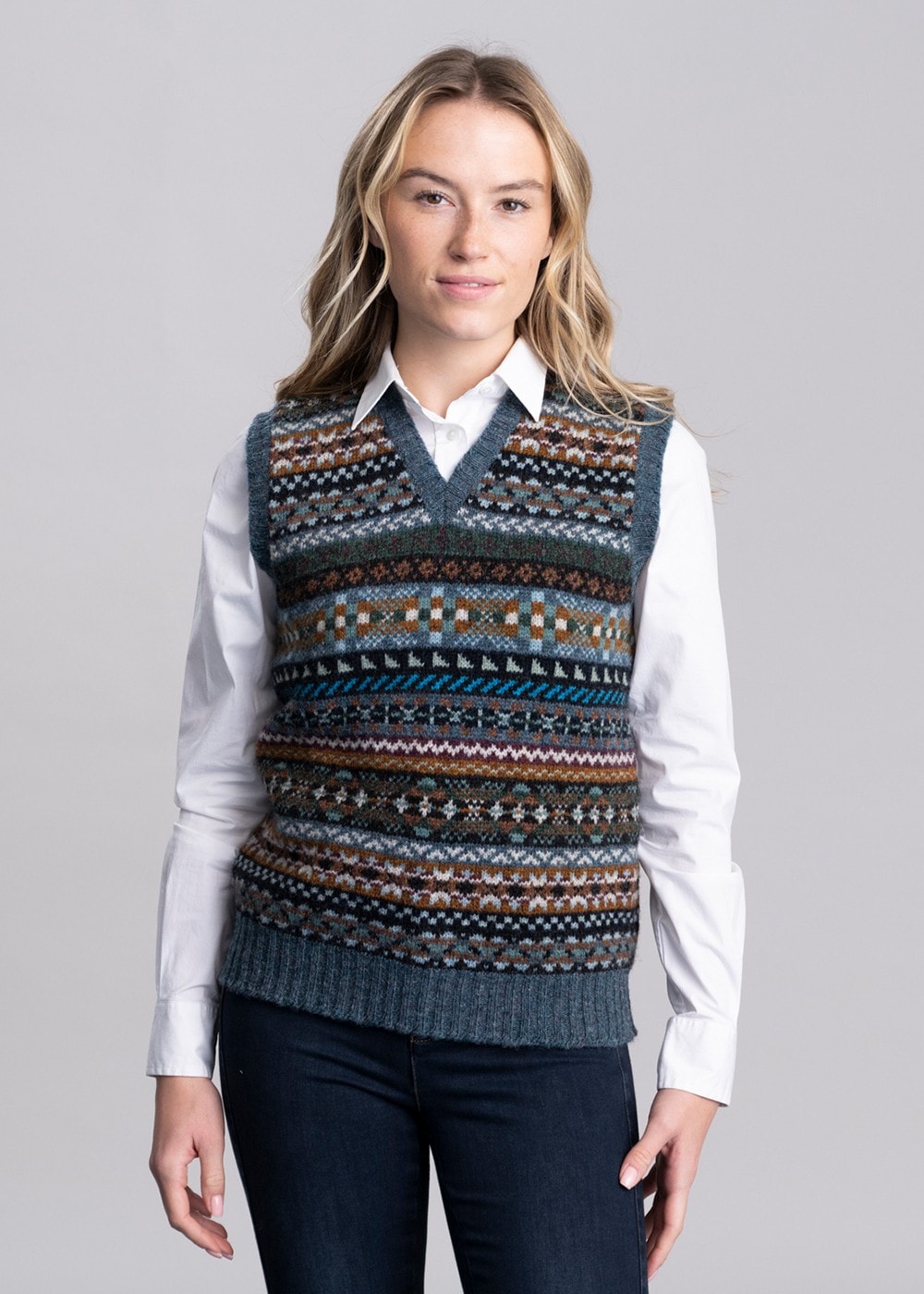 Aith Slipover - Teal Fairisle - 3