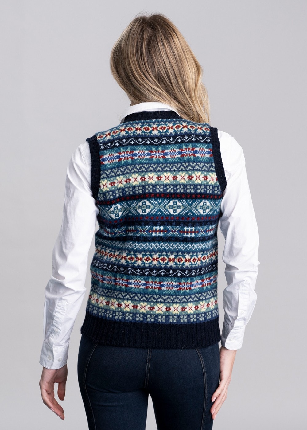 Cullivoe Slipover - Navy Fairisle - 4