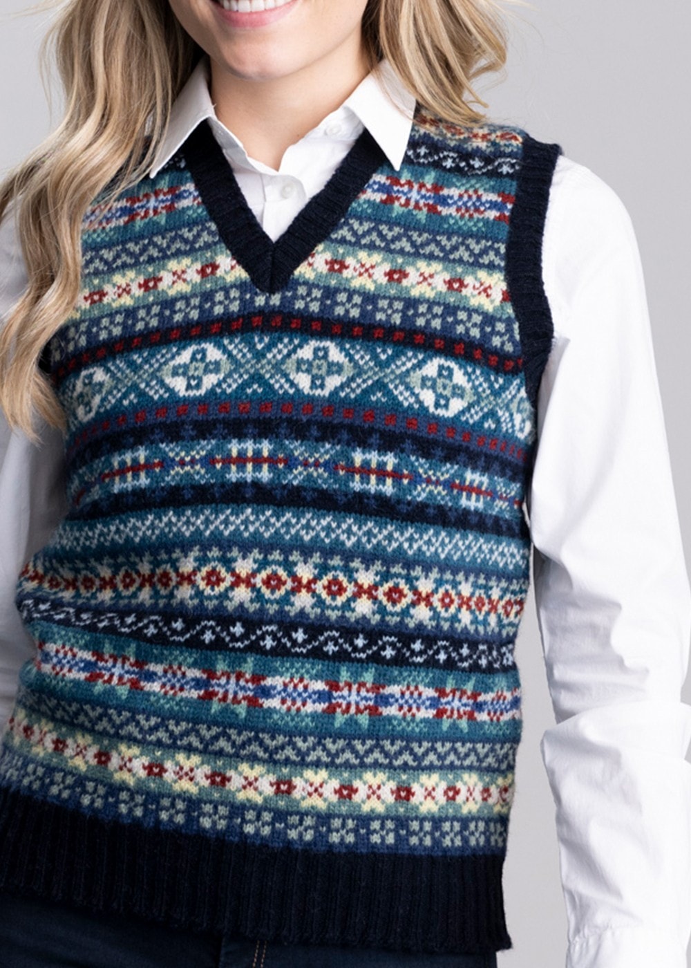 Cullivoe Slipover - Navy Fairisle - 5