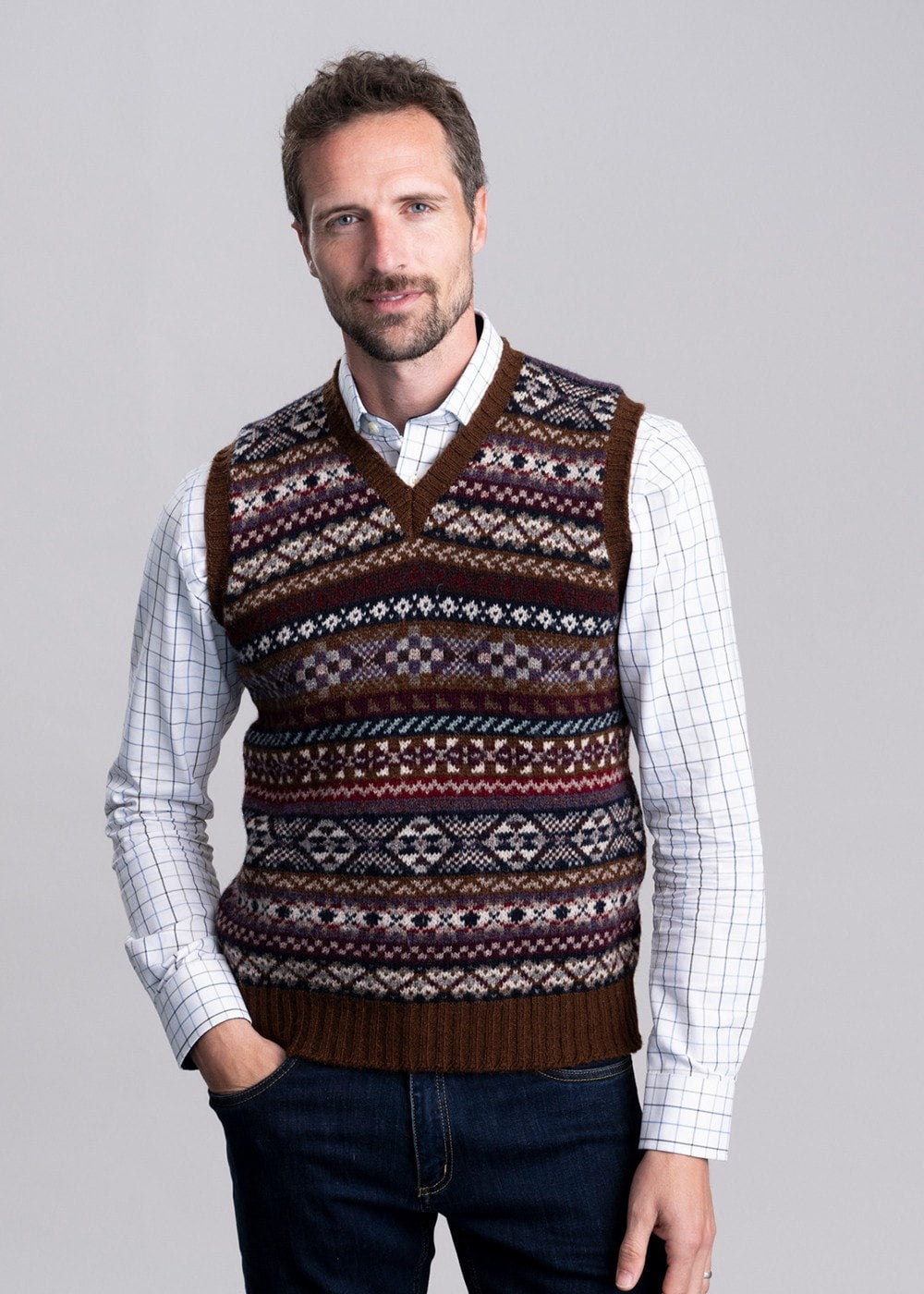 Ollaberry Slipover - Coffee Fairisle - 1