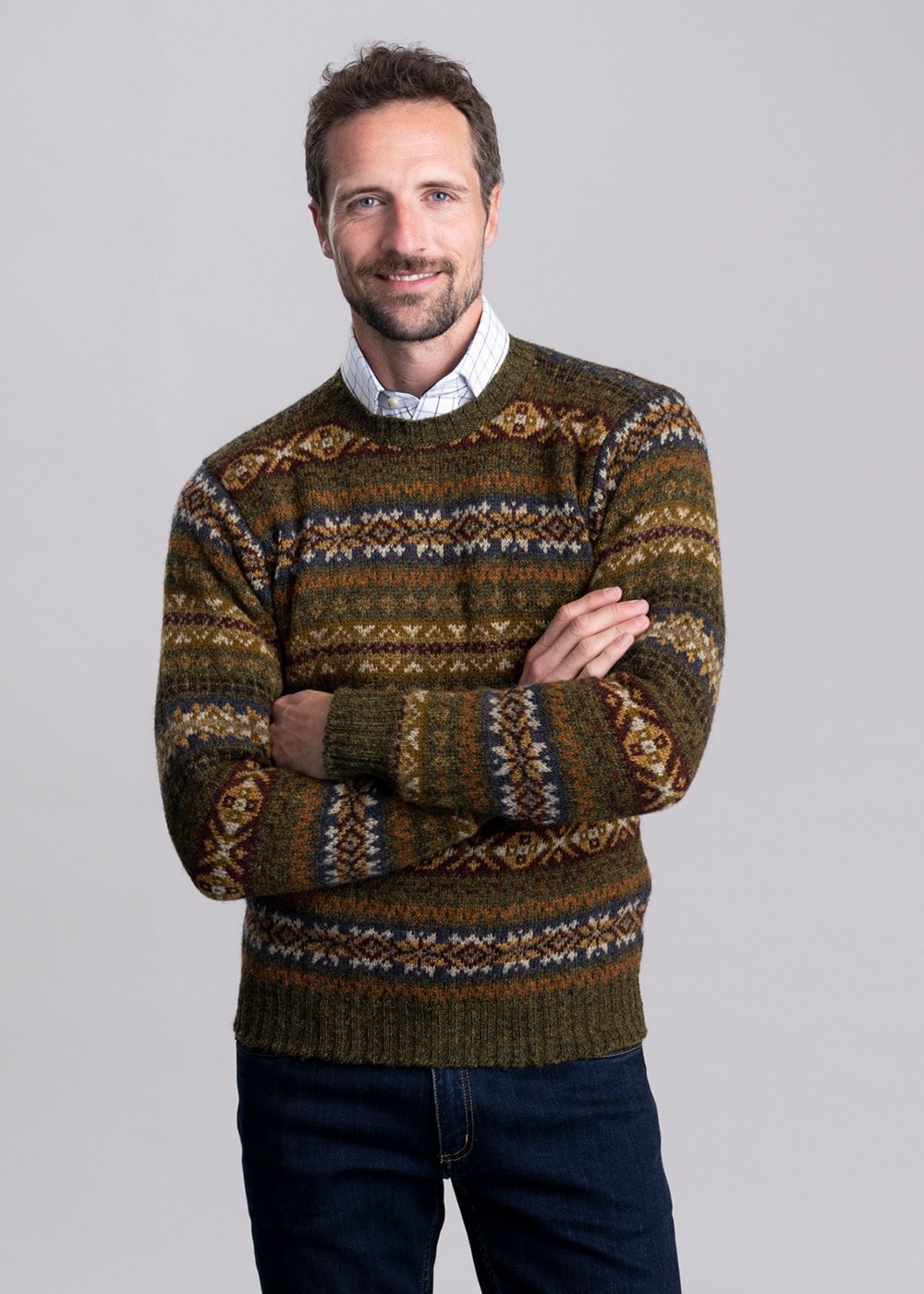 Braewick Crew Neck - Loden Fairisle - 2