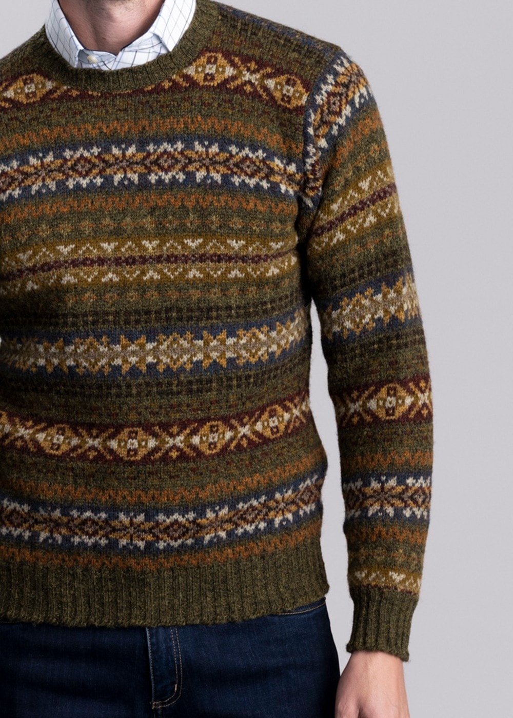 Braewick Crew Neck - Loden Fairisle - 5